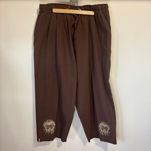 Jane Ashley Vintage Cotton Embroidered Beach Loose Wide Leg Capris Women's Sz 1X